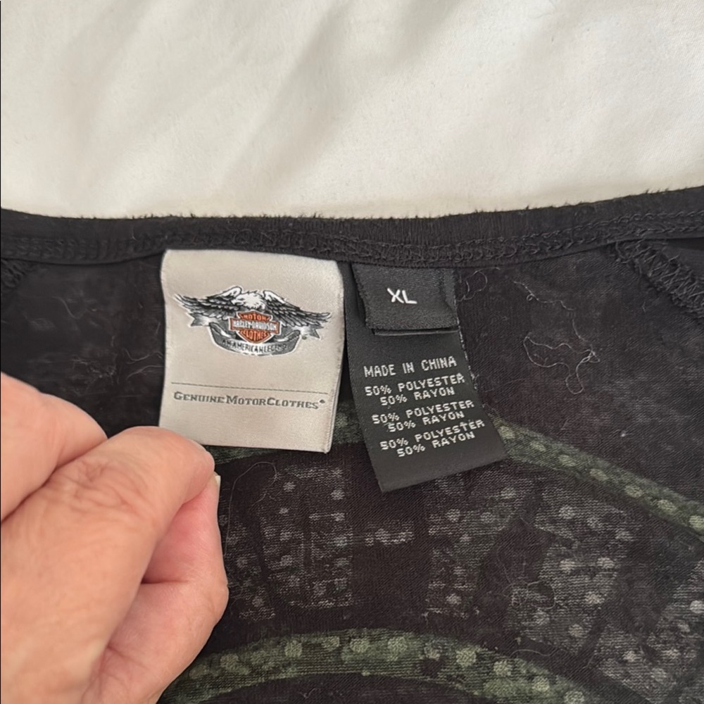 Harley-Davidson Black Lace-Up Blouse - Picture 3 of 6